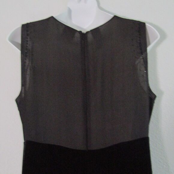DKNY Vintage Dress 12 Petite Black Silk Velvet 90s Y2K Elegant Sheer Beaded - Picture 9 of 12
